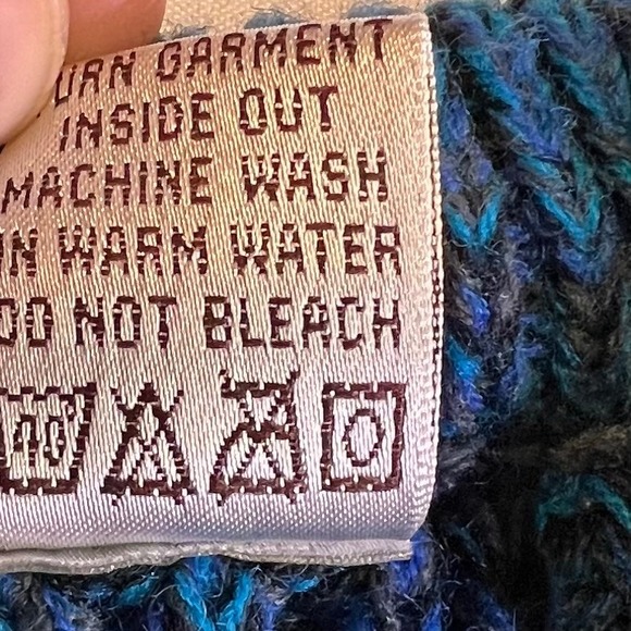 Michael Gerald Large Sweater Mens Blue Teal Marled Chunky Knit Vintage 90s Korea - Picture 5 of 6